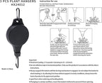 3Pack Retractable Plant Hanger Pulley System with Adjustable Rope Clips-Heavy-Duty for Indoor & Sheltered Outdoor Use(Max 15kg)