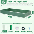 ONCEMORE Galvanized Raised Garden Bed for Vegetables Flowers Herbs, Metal Raised Garden Bed Kit with 2 PCS Tomato Cage, Gloves, Trellis Netting, Plant Labels, Plant Ties, Green 6×3×1FT