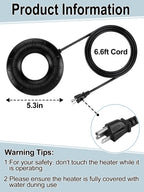 MEWTOGO 6.6ft Cord Bird Bath Heater for Outdoors in Winter - 70W Submersible Energy-Saving Chicken Coop Water Deicer with Thermostatic Control for Yard Patio to Keep Water Ice-Free