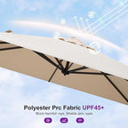 PURPLE LEAF 8' X 8' Patio Umbrella for Pool 7' High Offset Outdoor Cantilever Umbrella Swimming Pool Umbrella with 360°Rotation for Poolside Beige
