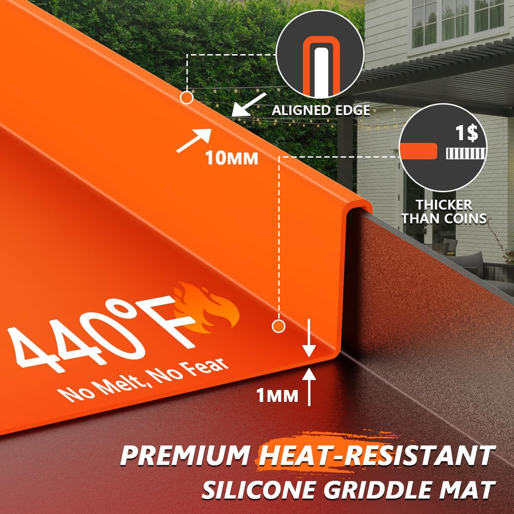 36" Silicone Griddle Cover - Full Protection Grill Topper Mat | Food-grade, Oil and Waterproof, All Year Round, 450°F Heat Resistant, Easy to Clean, Outdoor Griddle Accessories