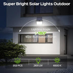 Adiding Solar Outdoor Lights, 2800LM LED Flood Lights with 16.4 Ft Cable, Remote Control Solar Motion Sensor Lights with 3 Modes, Solar Powered Security Lights for Outside Patio, Yard, Garage, 1 Pack