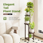 Bamworld Corner Plant Stand Indoor Outdoor, Tall Metal Flower Pot Stands for Multiple Plants, 4 Tier Brown Heavy Duty Plant Shelf for Patio Garden Balcony Living Room Bedroom(Patent Design)