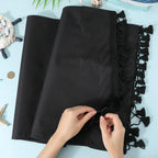 GORGECRAFT 1pc Beach Sling Chair Replacement Canvas 47.2x17.3 Inch Lounge Chair Replacement Fabric with Fringe Black Chair Fabric Reclining Sling Replacement for Sunbathing Courtyard Patio Outdoor