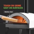 SCRUBIT 26" Pizza Oven Brush with Scraper, Heat Resistant - Stainless-Steel 2-in-1 Pizza Stone Brush with Pizza Stone Cleaner, Includes 2 Brush Heads and 30 Waste Bags - Works with Ooni Pizza Oven