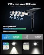 RGB Christmas Solar Spot Lights Outdoor, 12 RGB Color Modes Landscape Light Waterproof IP67 with Remote Control, 2-in-1 Color Changing RGB/Cool/Warm White for Yard Garden Garden (6 Pack)