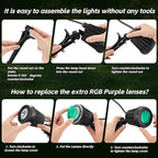 Spotlight Outdoor – 120V Plug-In, 6500K Cool White LED Landscape Lighting with RGB Purple 4 Color Lenses for Yard, Garden, Lawn & Tree Decor on Holidays&Everyday, IP67 Waterproof (2 Pack,Black)