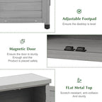 Outdoor Storage Cabinet & Potting Bench Table with Metal Top, Wooden Patio Furniture, Garden Workstation (Classic Grey, 36x31x17in)
