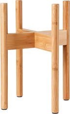 ZPirates Plant Stand for Indoor - Adjustable Sideways to fit 8 10 or 12 Inch-wide Medium-Large Planter Pots - Ideal for Live and Fake, Corner and Floor Plants - 14-inch Tall - Bamboo Wood