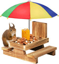 Gnodary Squirrel Feeder with Umbrella, Squirrel Feeders for Outside, Squirrel Picnic Table Feeder - Chipmunk Feeder Hold Corn, Corn Cob, Peanuts Style2 (Multiple Color)