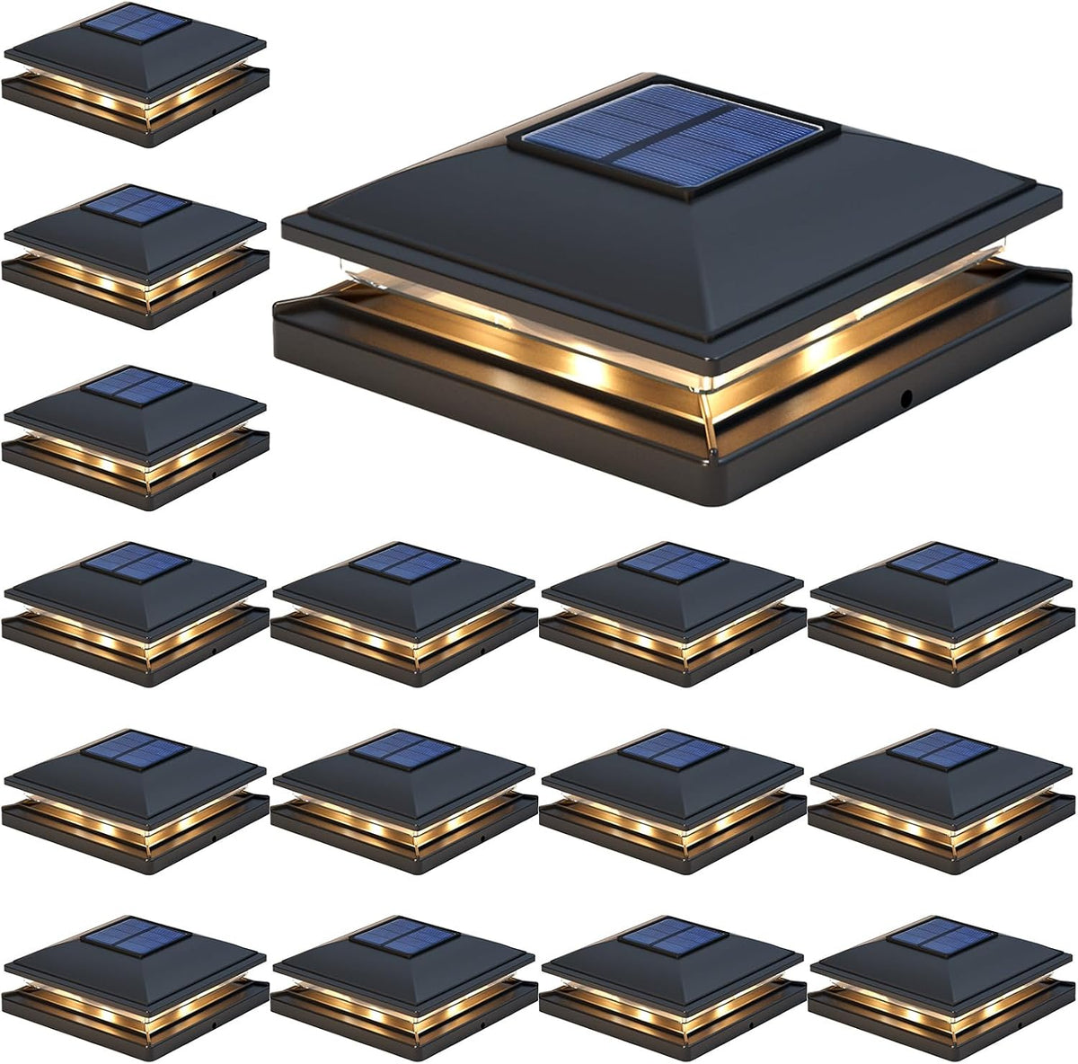 aponuo solar post cap lights - 16 pack, main product view