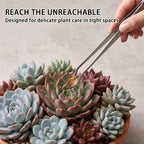 2-in-1 Bonsai Tweezers Set - 8.8" Stainless Steel Long Plant Tweezers with Rake & Spatula Tips, Straight + Curved Tools for Bonsai, Succulents & Terrariums