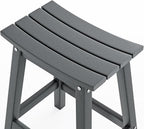 VINGLI 24 Inch Outdoor Bar Stools Set of 2, HDPE Weather Resistance Counter Height Bar Stools Durable Patio Chairs for Bar, Kitchen Counter, Yard (Gray, 24 Inch 2PC)