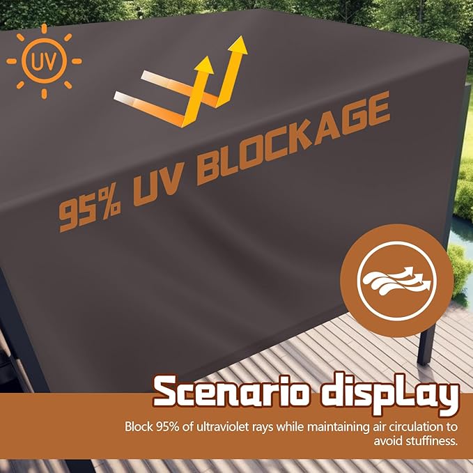 Universal Pergola Replacement Canopy Outdoor Canopy Shade Cover Waterproof Shade Top Cover for Outdoor Patio Porch Backyard(12 x 9 ft,Coffee)