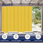 PureFit Outdoor Curtains for Patio Waterproof Weatherproof, UV Resistant Outside Curtains for Gazebo, Front Porch, Pergola, Sun Blocking Privacy Curtain, 120W x 95L inch, 1 Panel, Yellow