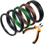 Mudder 5 Roll Bonsai Training Wire Aluminum 1/1.5/2.0mm Classic | Anodized Coating Resists Rust, 160 Ft for Branches, Includes Cutter, Flexible Cable Holds Shape, For Bonsai Tree Training