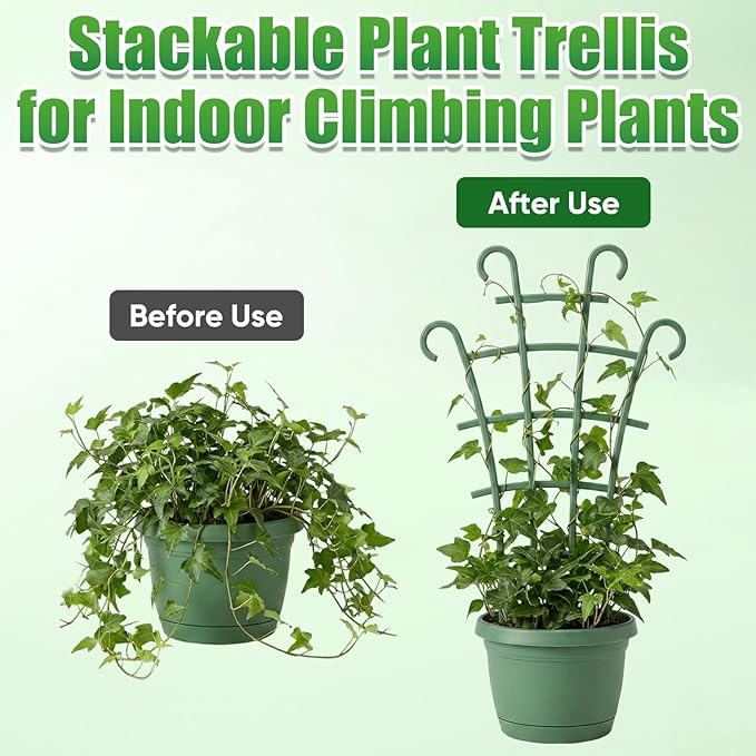 6PCS Plant Support Stakes, Stackable Plant Trellis for Indoor Climbing Plants, Small Plastic Support for Pothos & Hoya Houseplants Flower Plant Support, Potted Plant Trellis for Houseplants