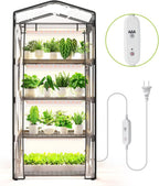 indoor greenhouse with grow light, 4-tier shelf, 26.4x19x61in, main product view