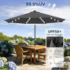 ABCCANOPY 10FT Durable Solar Led Patio Umbrellas with 32LED Lights (Dark Gray)
