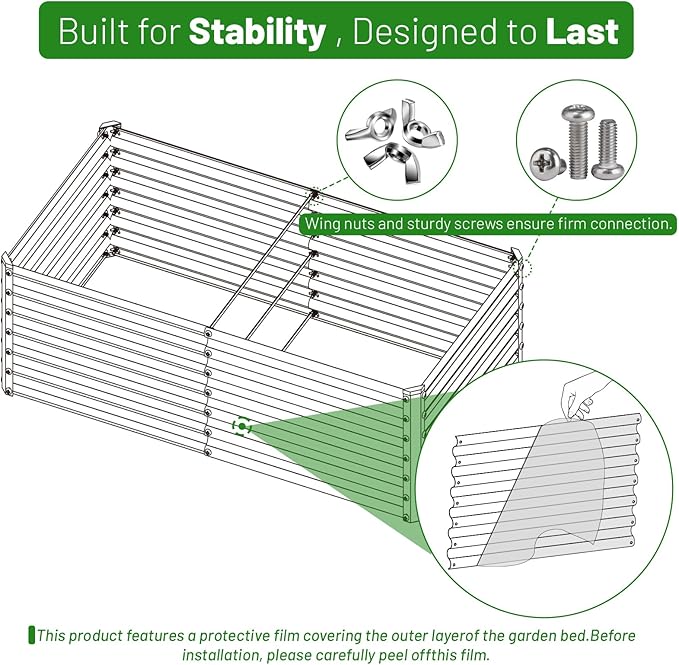 SnugNiture Galvanized Raised Garden Bed 6x3x2FT Outdoor Large Metal Planter Box Steel Kit for Planting Vegetables, Flowers, Beige White