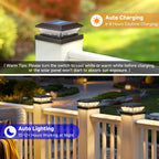 4x4 Solar Post Cap Lights Outdoor 16 Pack, Waterproof Solar Fence Light for Wooden/Vinyl Post, 2 Color Outside Deck Patio Porch Decor, Black