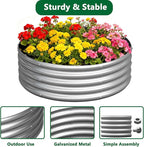 zizin 2 Pack Galvanized Raised Garden Bed Metal Round Raised Garden Beds Outdoor Planter Box for Vegetables (4FT, Silver)