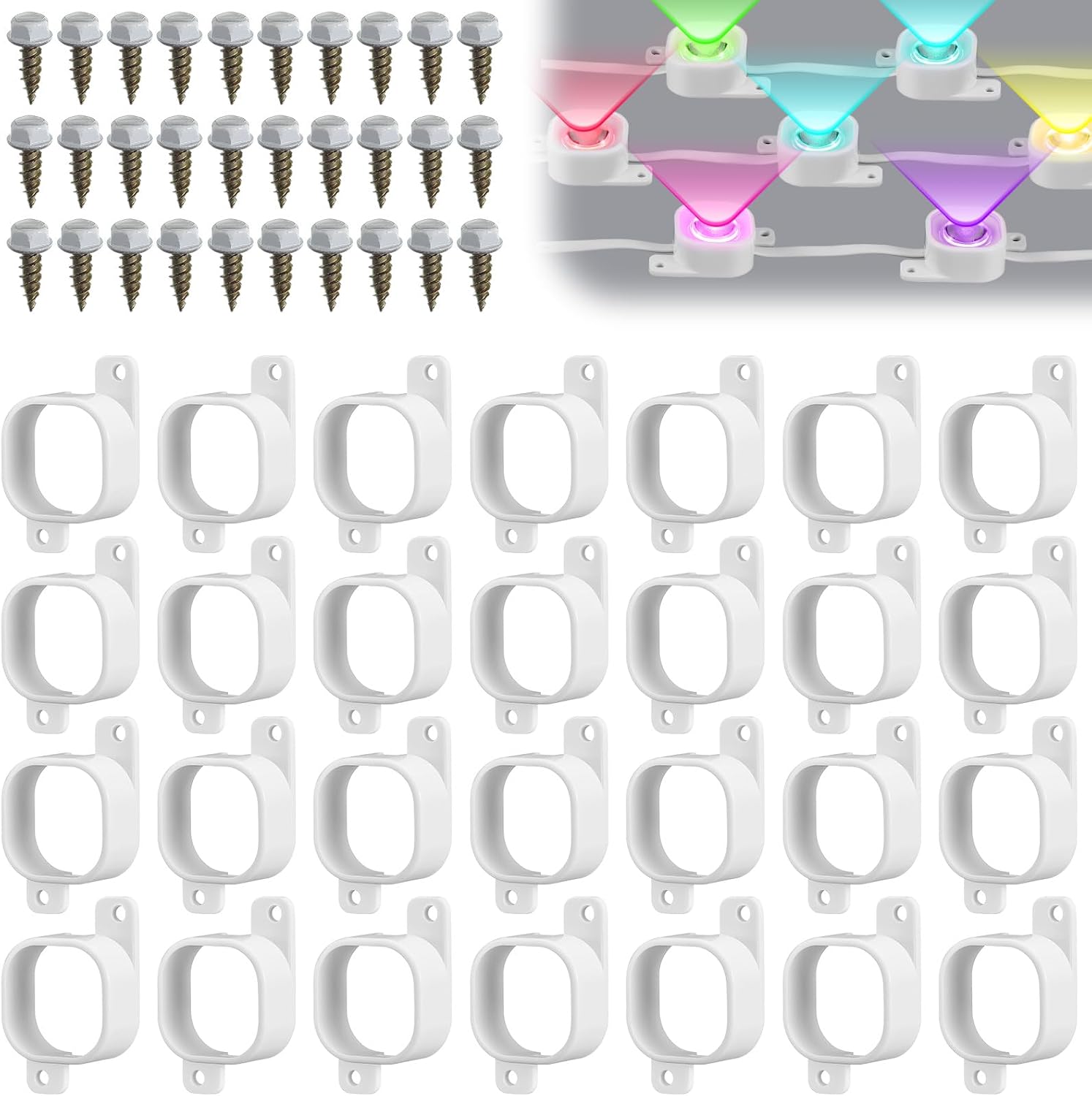 Beeveer 70 Set Light Clips Compatible with Govee H706 H806 Pro Lights | Compatible with Govee H706 H806, with Screws, Secure Wall Fence Mount, Weather Resistant, Firm Hold Install