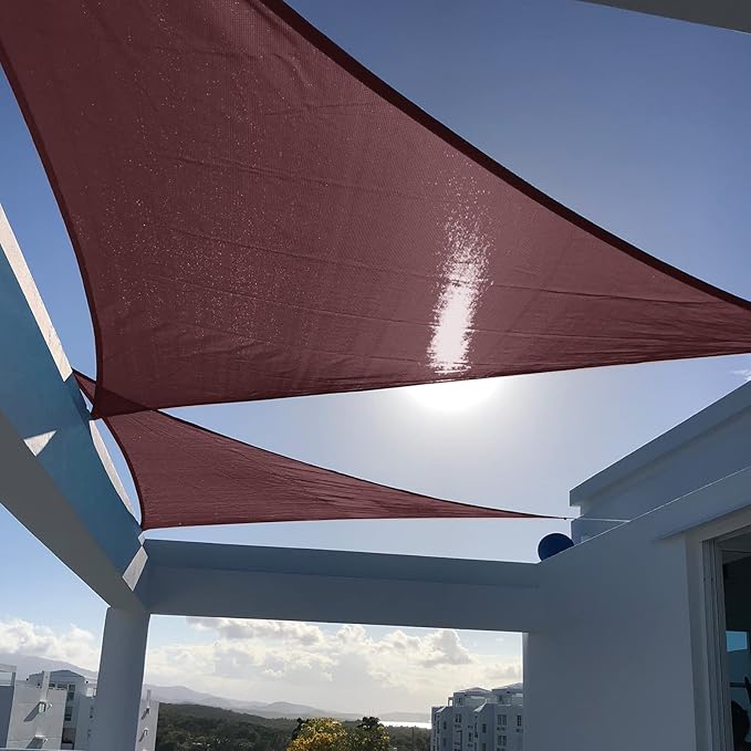 SUNNY GUARD Sun Shade Sail 12' X 12' X 17' Triangle Brown UV Block Sunshade for Backyard Yard Deck Patio Garden Outdoor Activities and Facility(We Make Custom Size)