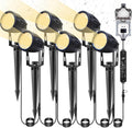 Low Voltage Landscape Lighting 6 Pack, 12V LED Outdoor Landscape Spotlights Outside Graden Pathway Lights, Plug in Spot Lights with Waterproof Transformer for House Yard Flag Tree Lawn Decor