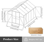 8x10 ft greenhouse, walk-in outdoor heavy duty polycarbonate, close-up detail