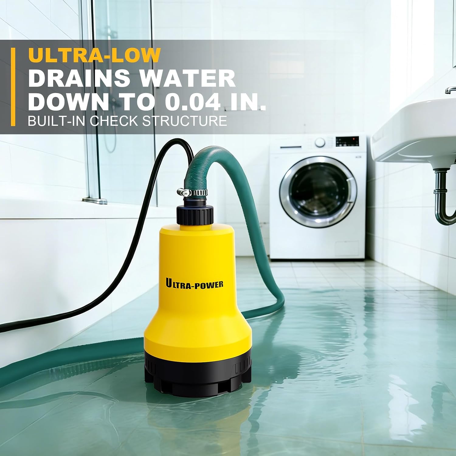 Cordless Submersible Water Pump for DeWALT 20V MAX (Bare Tool) | 17 GPM High Flow Sump Motor; Rapid Drainage Suited To Flooded Pool, Hot Tub, Spa, Basement And Garden Utility Operations