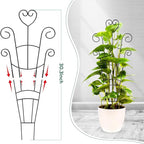 30 Inch Plant Trellis for Climbing Plants Indoor, Outdoor Metal Garden Trellis for Potted Plants, Houseplant Plant Support for Ivy Pothos Monstera Hoya Flower Vine Black Heart (Black-4pcs)