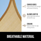 GORILLA GRIP Heavy Duty Sun Shade, UV Protection Fade Tear and Rust Resistant Rectangle Sunshade Canopy, Curved Edges Blocks Sunlight, Breathable Sail, Outdoor Patio, Lawn Garden, 16x16x16, Sand