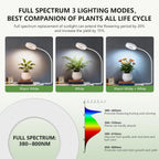 Pot Clip on Grow Lights for Indoor Plants Full Spectrum,LED Plant Lights For Indoor Growing,10-Level Dimmable & Timer,Adjustable Gooseneck Plant Grow Light for Small Plant,Succulents,White 1 pack