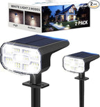 Solar Lights Outdoor Waterproof IP65, Super Bright LED, Cool Light 2 Lighting Modes Selectable, Solar Powered Yard Garden Solar Spot Lights for Outside Landscape Auto On/Off -2 Pack