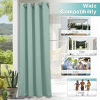 NICETOWN Outdoor Curtain for Patio Waterproof Extra Wide 84 inch, Sun Blocking Vertical Blinds Thermal Insulated Stainless Grommet for Front Porch/Gazebo/Lanai, Aqua Blue, 1 Piece, 84 inch L