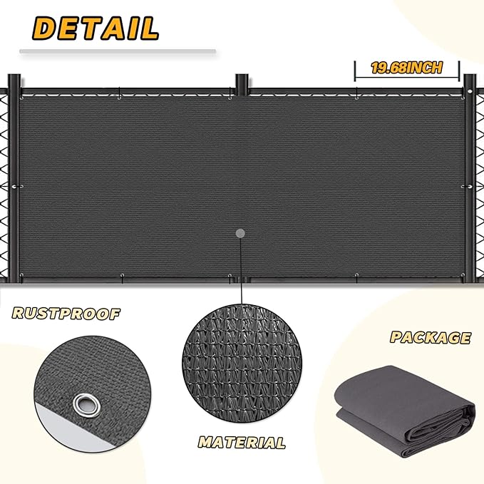 LOVE STORY 3'x6' Dark Grey Balcony Screen Privacy Fence Cover UV Protection (HDPE) Weather-Resistant 3 FT Height Shield for Deck, Patio, Backyard, Outdoor Pool, Porch, Railing