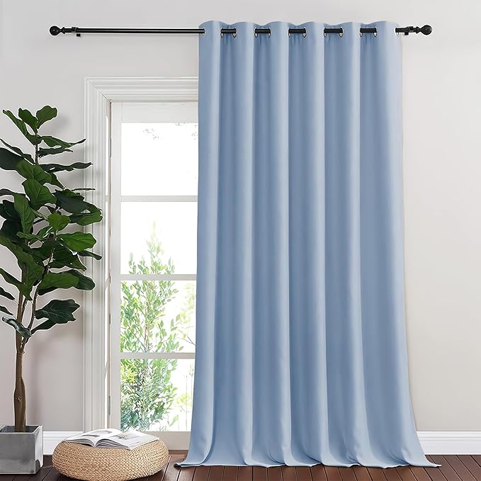 NICETOWN Blackout Room Divider Curtains for Sliding Glass Doors 102 Inches Long 1 Panel, Extra Wide Curtains for Doorway Patio Bedroom Living Room (Vintage Blue, 80Wx102L, 1 Panel)