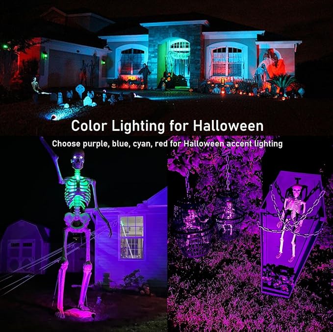 TOVEENEN 25W Color LED Outdoor Landscape Spotlight - Waterproof RGB Spot Lights for Yard Tree House Halloween Christmas, Dual Mode, 120V 25W
