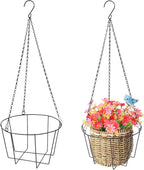 Metal & Macrame Plant Hanger Indoor/Outdoor Use – Heavy Duty Hanging Planter Holder with Basket for Ceiling, Window, Patio – Decorative Hanging Pot Tray for Plants(12 Inch, 2-Pack)