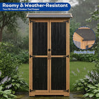 Storage Cabinet Outdoor Garage Cabinets with 3 Adjustable Shelves, Lockable Door, Wood & Metal Weather-Resistant Pantry Cabinet for Patio Garden Home Farm (33.3" Lx 21" Wx 69" H)
