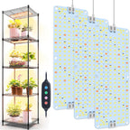 3Panel Grow Lights for Indoor Plants, Seed Starting, Veg, Pot Plants, Bonsai with Timer 4/8/12/16/20H, Ultra-Thin Under Cabinet & Shelf Full Spectrum LED Plant Growing Lamps, Multi-Panels Free Connect