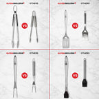 Alpha Grillers Grill Tools Set, BBQ & Grilling Accessories Outdoor Utensils | Heavy-Duty Stainless Steel Spatula, Fork, Brush & Tongs, Great BBQ Gift for Men