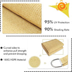 KANAGAWA 10'X16' Sand Custom Size Sun Shade Sail Rectangle UV Block Canopy Cover for Patio Backyard Lawn Garden Outdoor (Customized Available)