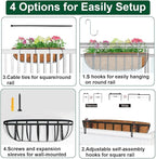 2 Pack 36" Railing Planter Window Box with Coco Fiber Liner Horse Trough Planter The Railing Planter Boxes for Deck Porch Fence Outdoor