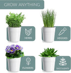 Barnyard Designs Indoor Herb Garden Planter Set with Tray, Metal Windowsill Plant Pots with Drainage for Outdoor or Indoor Plants, Set/3 (White)