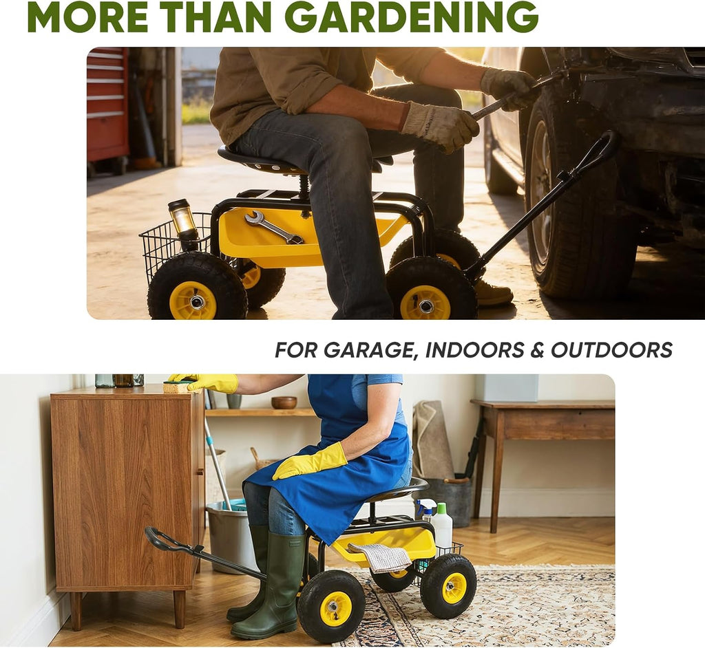 sekey garden cart rolling workseat, heavy duty garden on a desk or shelf