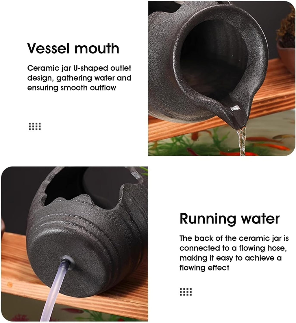 Ceramic Pond Spitter Matte – Handcrafted Fountain Spitter Indoor & Garden Water Feature(Matte Black, Small)