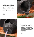 Ceramic Pond Spitter Matte – Handcrafted Fountain Spitter Indoor & Garden Water Feature(Matte Black, Small)