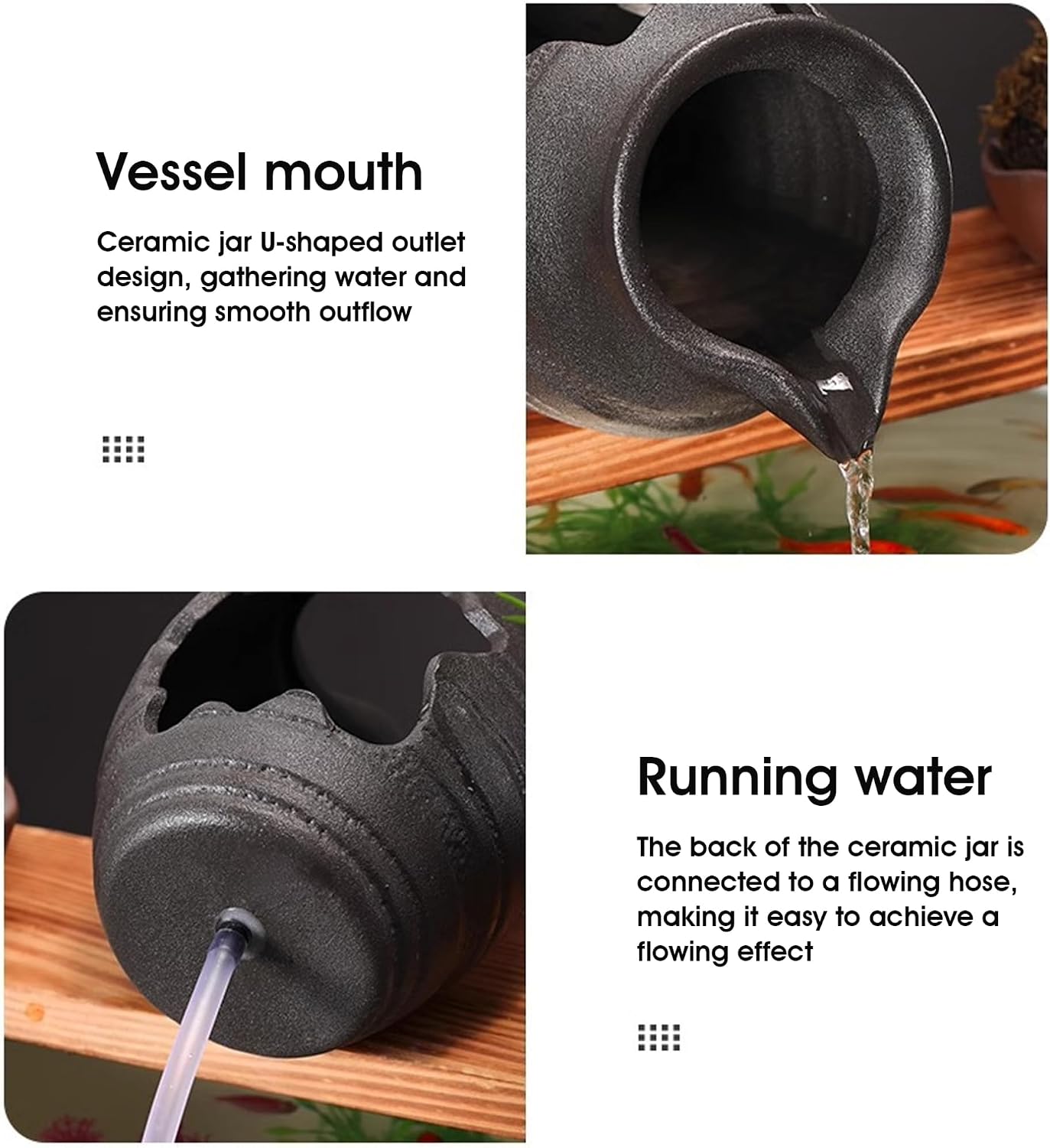 Ceramic Pond Spitter Matte – Handcrafted Fountain Spitter Indoor & Garden Water Feature(Matte Black, Small)